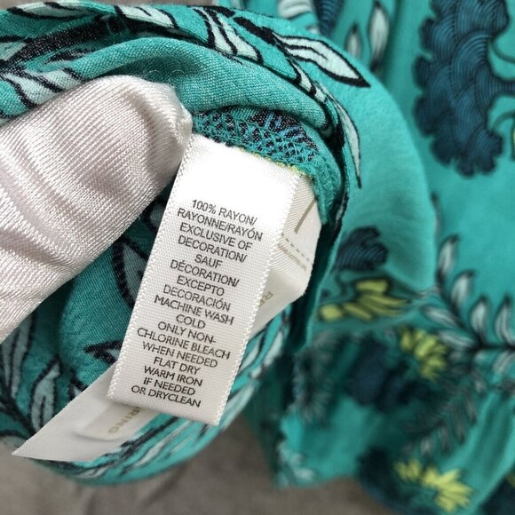 Loft Cami Top Womens S Peplum Floral Blue Teal Flowy Rayon Beachy Tropical - Picture 8 of 8